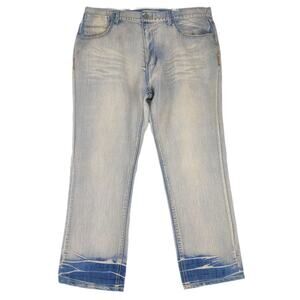 EPIC HERO Men's 42x32 Jeans, Bleached Distressed Baggy Grunge Streetwear Y2K